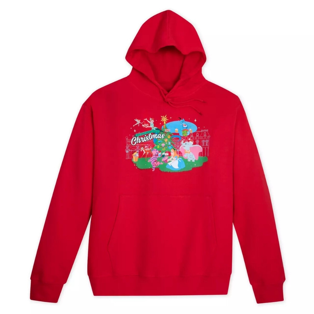 NWT Disney red Christmas festive hoodie holiday pocket sweatshirt